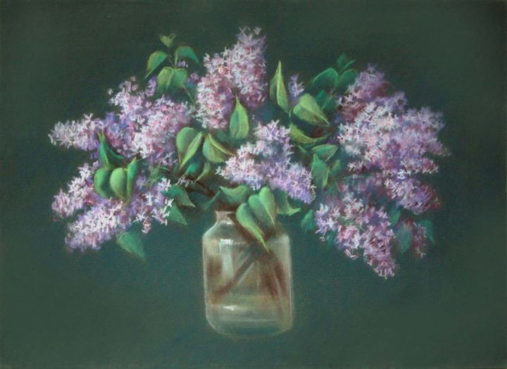 Dessin intitulée "Lilac" par Valentina Fedorova, Œuvre d'art originale, Pastel
