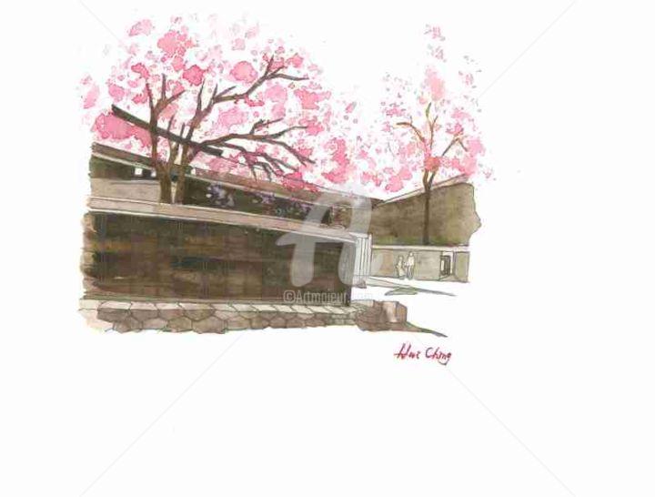 Peinture intitulée "Sakura in Japan" par Hui Ching Hsu, Œuvre d'art originale, Aquarelle
