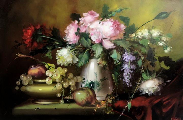 Painting titled "Summer memories (Ar…" by József Fürst, Original Art, Oil