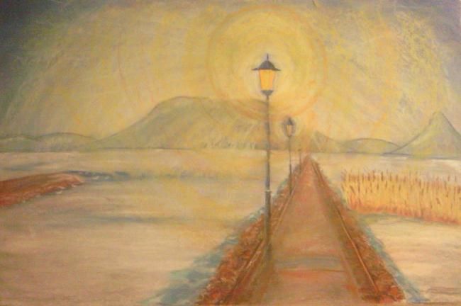 Painting titled "Fonyod, harbor in w…" by Gabor Fuzer, Original Artwork, Other