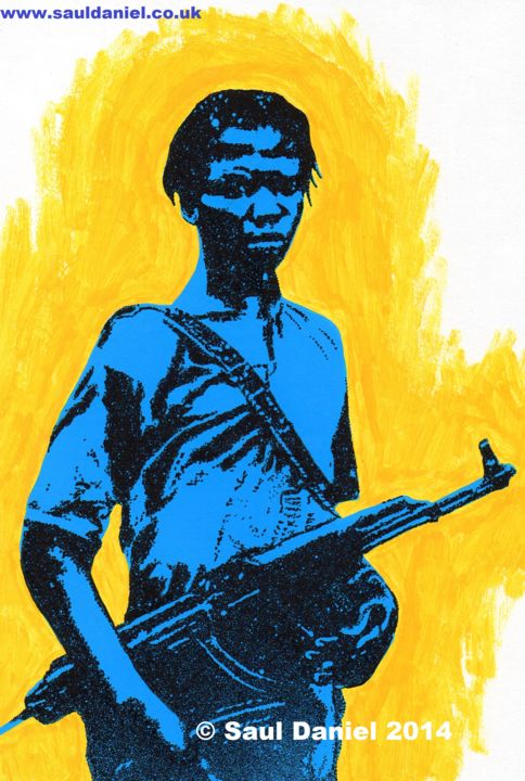 Painting titled "Boy soldier #3" by Saul Daniel, Original Artwork, Oil