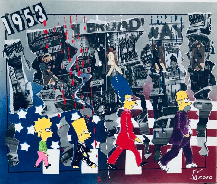 Painting titled "Simpson  family" by Franck Varoclier, Original Artwork, Acrylic