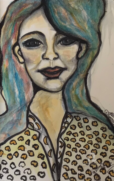 Peinture intitulée "Josie-Jalousie" par Fypbie, Œuvre d'art originale, Aquarelle