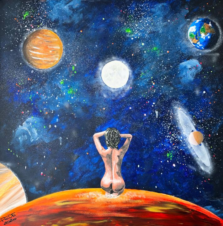 Painting titled "SPACE SEEN FROM VEN…" by Federico Zucchetti (FEDE), Original Artwork, Acrylic