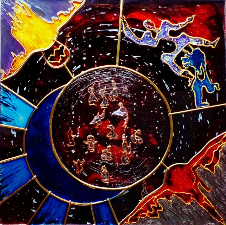 Painting titled "Black moon" by Gennady Isakeev, Original Artwork, Enamel