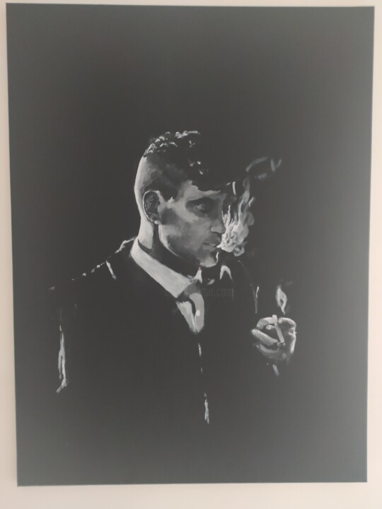 Painting titled "Peaky Blinders" by Guillaume Bn, Original Artwork, Acrylic Mounted on Wood Stretcher frame