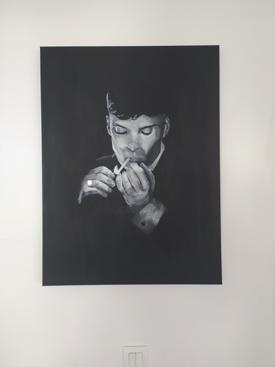 Painting titled "Peaky Blinders 2" by Guillaume Bn, Original Artwork, Acrylic Mounted on Wood Stretcher frame
