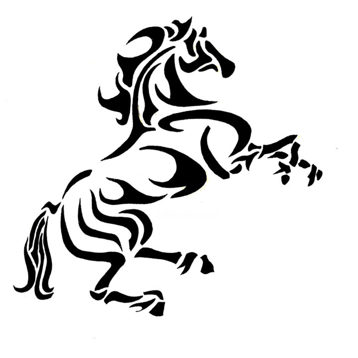 Desenho intitulada "Mustang" por Guillaume Flouriot, Obras de arte originais, Tinta