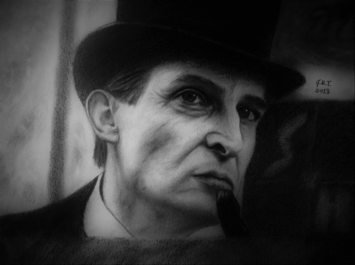 Dessin intitulée "Sherlock Holmes" par Gian Roberto Tognetti, Œuvre d'art originale, Graphite