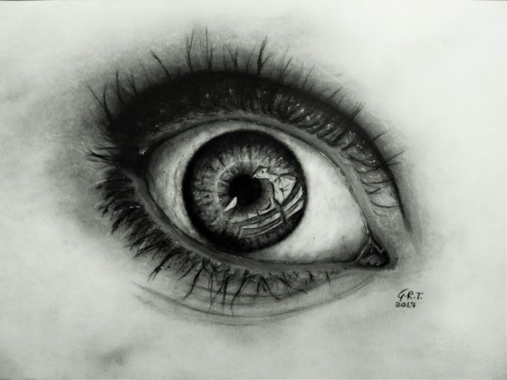Dessin intitulée "Eye in deep space" par Gian Roberto Tognetti, Œuvre d'art originale, Graphite