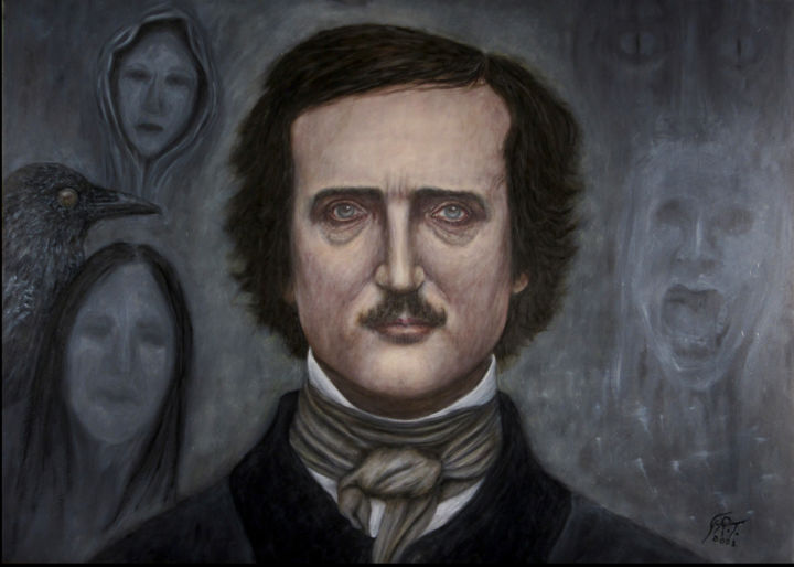Картина под названием "Edgar Allan Poe" - Gian Roberto Tognetti, Подлинное произведение искусства, Масло