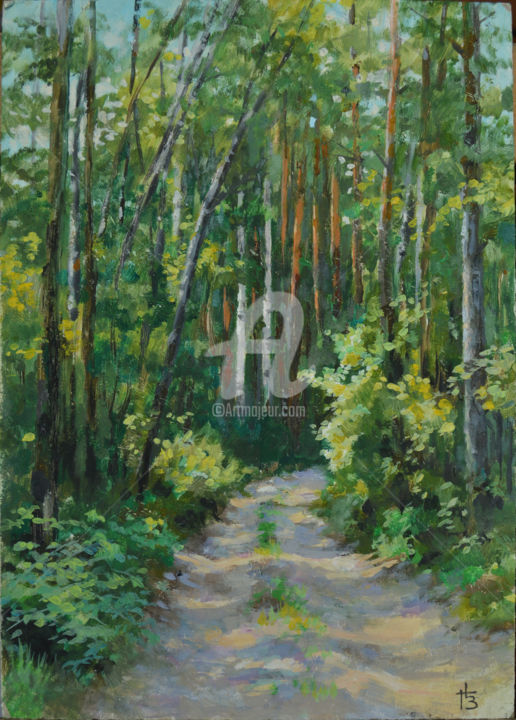 Painting titled "In the Belarusian F…" by Gennady Zmitrovich, Original Artwork, Oil