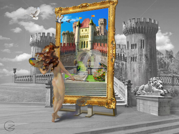 Digital Arts titled "Muse Painting" by Gennady Zmitrovich, Original Artwork, 2D Digital Work