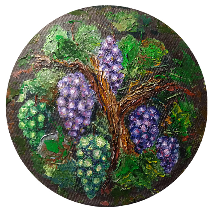 Pintura titulada "Листья и ягоды" por Ga N Ka, Obra de arte original, Oleo Montado en Cartulina