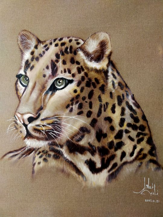 Painting titled "LEO" by Nadia Gaaloul, Original Artwork, Oil