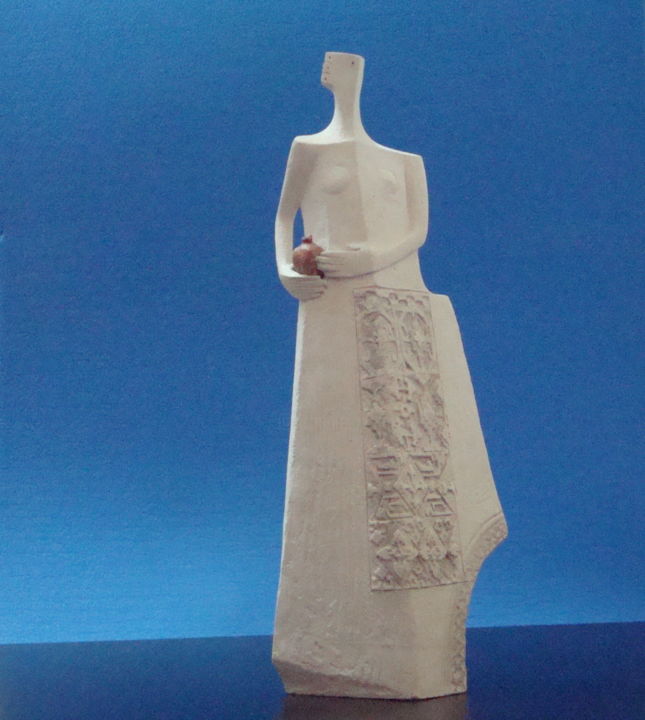 Sculpture titled "La fille à la grena…" by Arshak Van Grig, Original Artwork, Ceramics