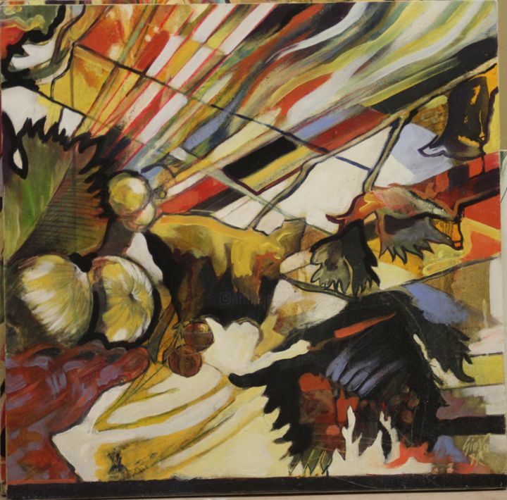 Pittura intitolato "22frutta-22-60x60-c…" da Giovanni Gabassi, Opera d'arte originale