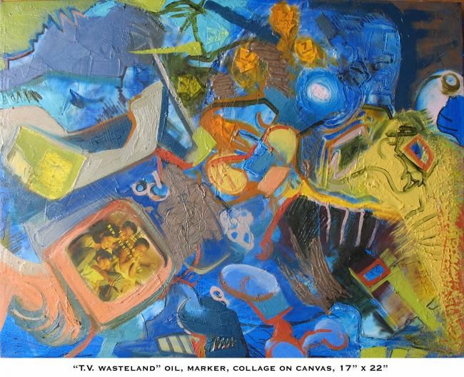 Peinture intitulée "T,V, wasteland" par Gabriel Patti, Œuvre d'art originale, Huile