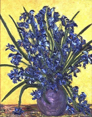 Peinture intitulée "Blue Irises, Still…" par Antoine Gaber, Œuvre d'art originale, Huile