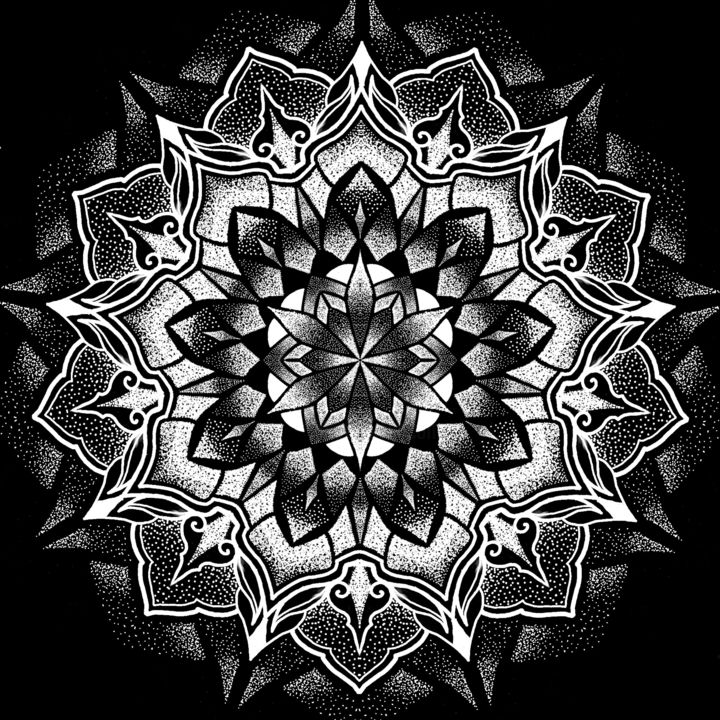 Grafika cyfrowa / sztuka generowana cyfrowo zatytułowany „Mandala” autorstwa Gabi Bastarda, Oryginalna praca, 2D praca cyfro…