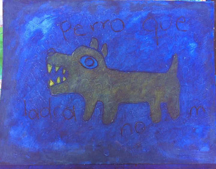 Ζωγραφική με τίτλο "Angry dog" από Gabo Mendoza, Αυθεντικά έργα τέχνης, Λάδι