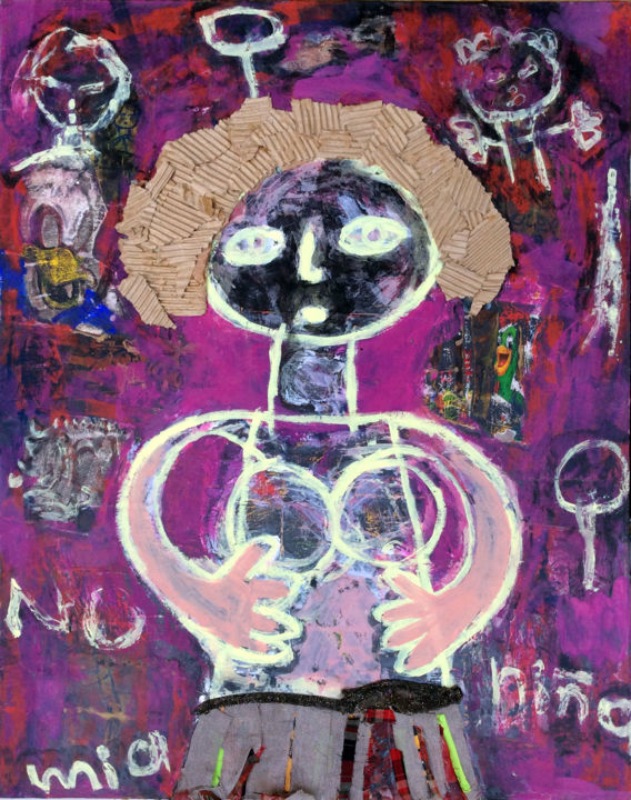 Картина под названием "Paper woman" - Gabo Mendoza, Подлинное произведение искусства, Акрил