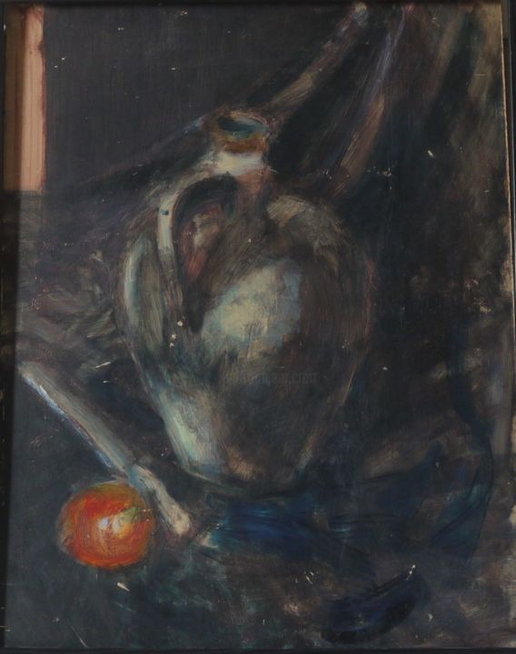 Painting titled "Still life (black s…" by Gábor Komor, Original Art, Oil