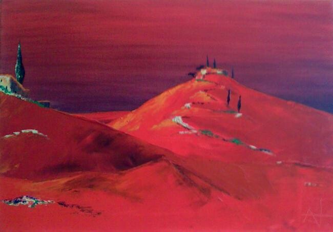 Peinture intitulée "Paysage Rouge" par Gabriel Airault, Œuvre d'art originale
