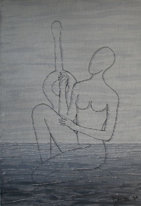 Pittura intitolato "Femmes III (Ecoute…" da Gabriel Baptiste, Opera d'arte originale, Olio