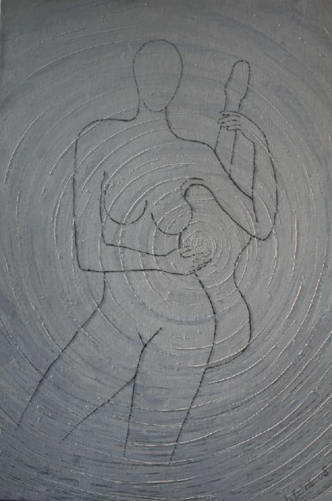 Malerei mit dem Titel "Femmes VII (Osmose)" von Gabriel Baptiste, Original-Kunstwerk, Öl
