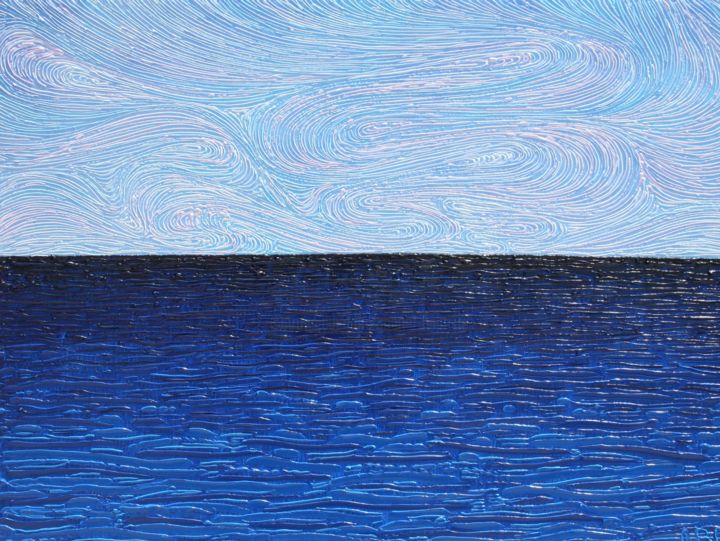 Peinture intitulée "Mer Cobalt" par Gabriel Baptiste, Œuvre d'art originale, Huile