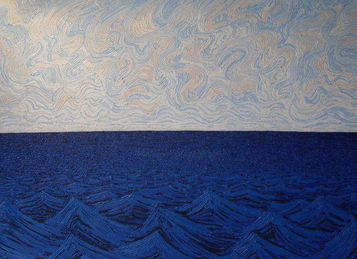 Peinture intitulée "The Great Blue" par Gabriel Baptiste, Œuvre d'art originale, Huile