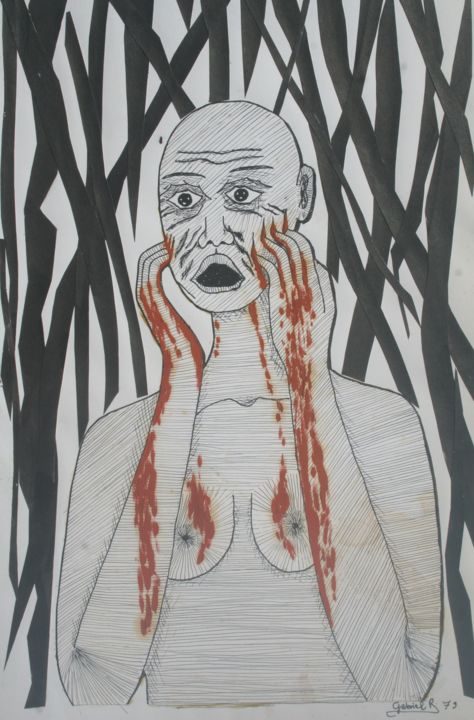 "VIOL II" başlıklı Tablo Gabriel Baptiste tarafından, Orijinal sanat, Mürekkep