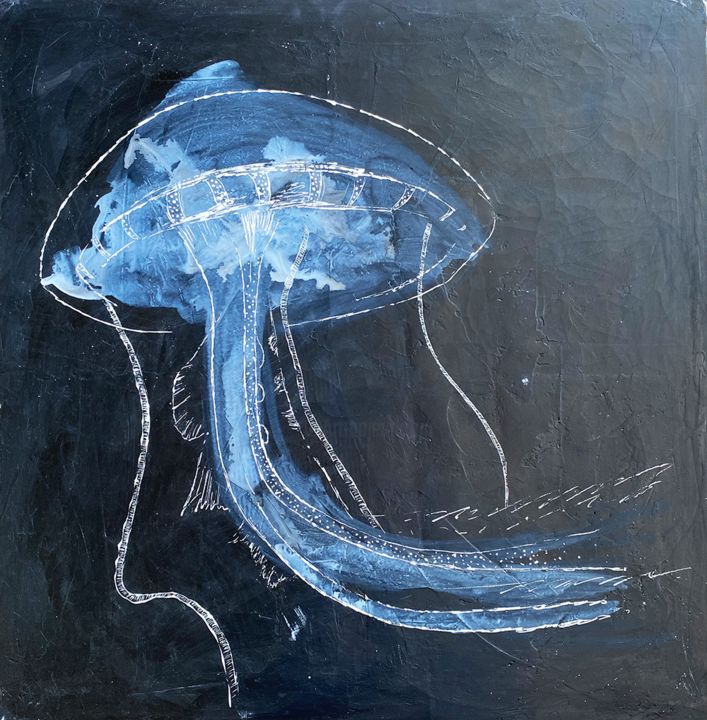 Peinture intitulée "meduse" par Tomé, Œuvre d'art originale, Encre