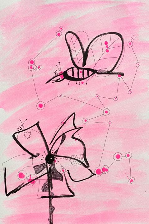Drawing titled "papillon" by Tomé, Original Artwork, Ink