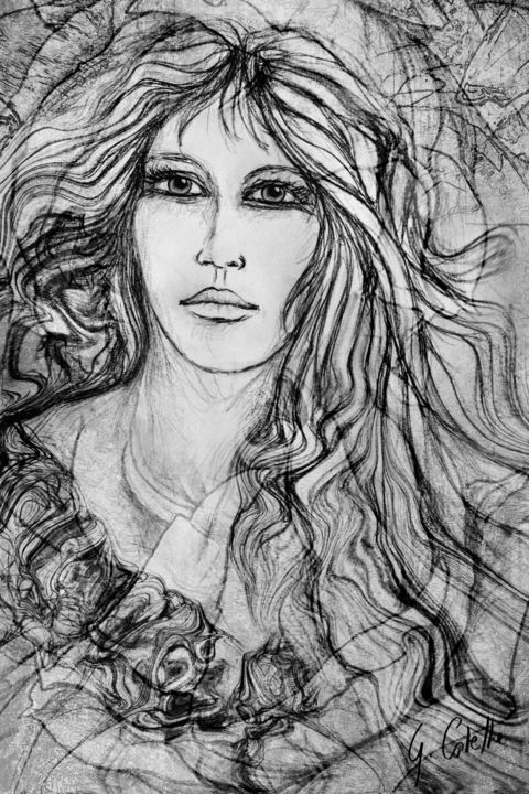 Drawing titled "Ainsi soit-elle" by Gabriel Cotelle, Original Artwork, Pencil