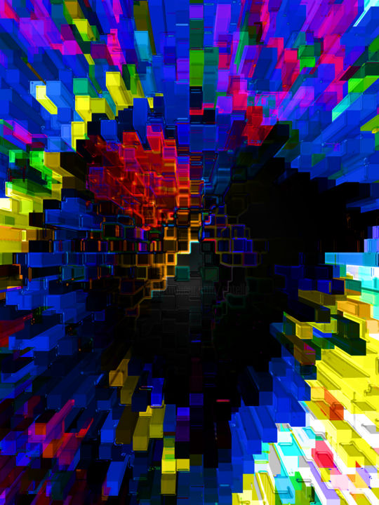 Digitale Kunst mit dem Titel "Explosion cubiste e…" von Gabriel Cotelle, Original-Kunstwerk, 2D digitale Arbeit