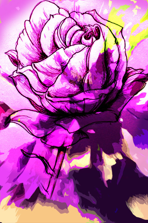 Digital Arts titled "Une rose pour O." by Gabriel Cotelle, Original Artwork, 2D Digital Work