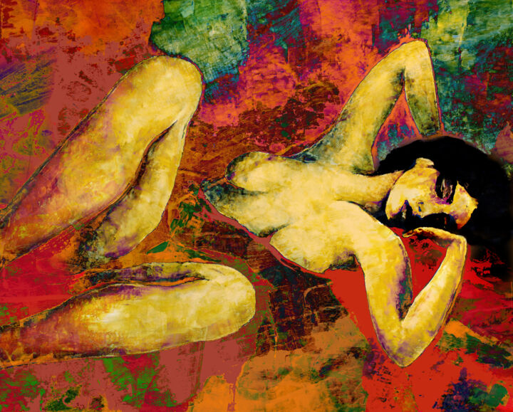 Arte digital titulada "La Maja assoupie" por Gabriel Cotelle, Obra de arte original, Pintura Digital