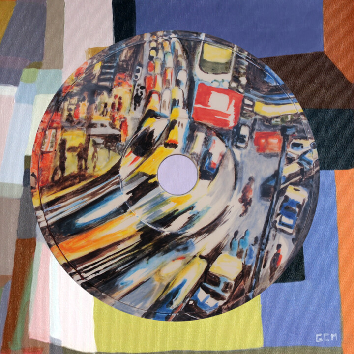 Painting titled "Urban sounds - nigh…" by Gabriel Cristian Matei, Original Artwork, Ceramics