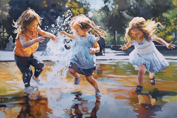Peinture intitulée "A pretty splashing…" par Gabriel Cristian Matei, Œuvre d'art originale, Huile