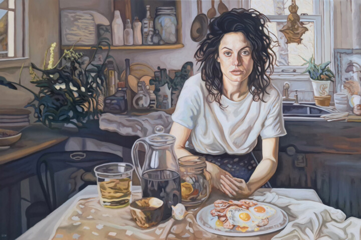 Painting titled "Morning honey, brea…" by Gabriel Cristian Matei, Original Artwork, Oil