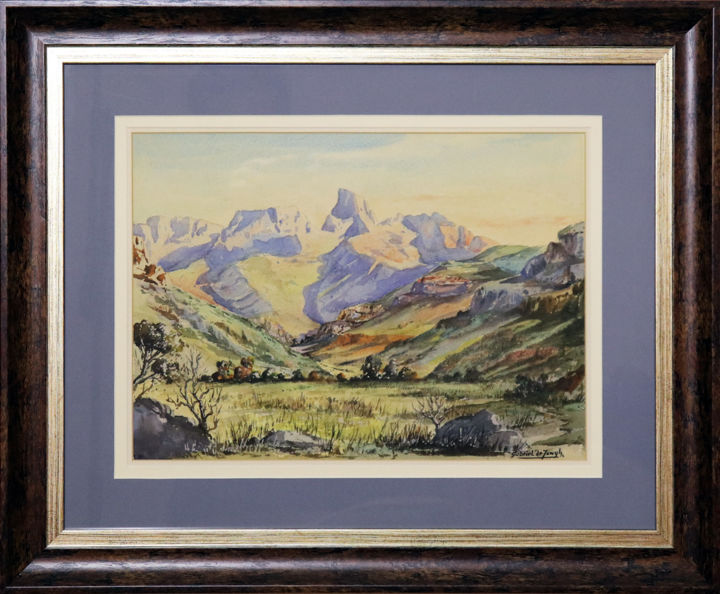 Painting titled "Vast Mountain Vista" by Gabriel De Jongh, Original Artwork, Watercolor