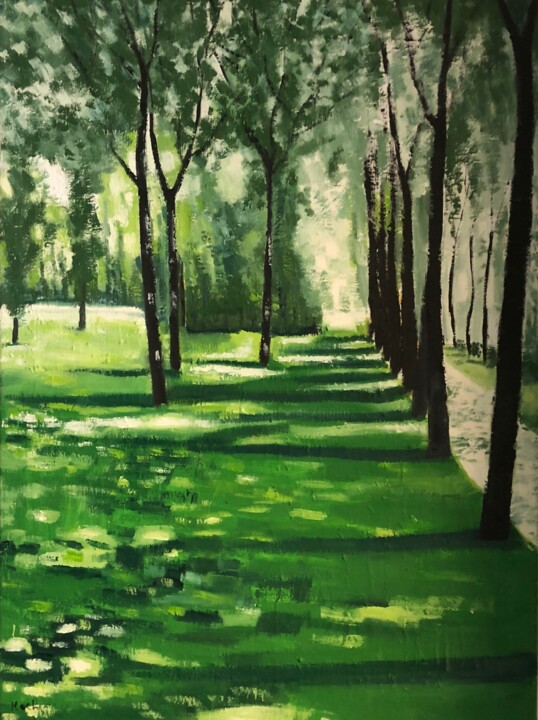 Painting titled "Hofgarten 3" by Gabriel Koch, Original Artwork, Oil