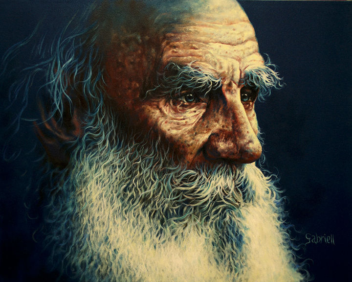 Painting titled "TOLSTOI" by Gabriell, Original Artwork, Oil