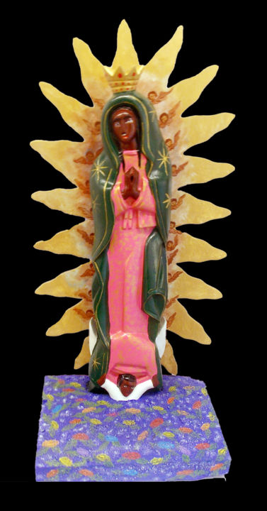 Sculptuur getiteld "0017-Virgen" door Gabriel Sosa O., Origineel Kunstwerk, Hout