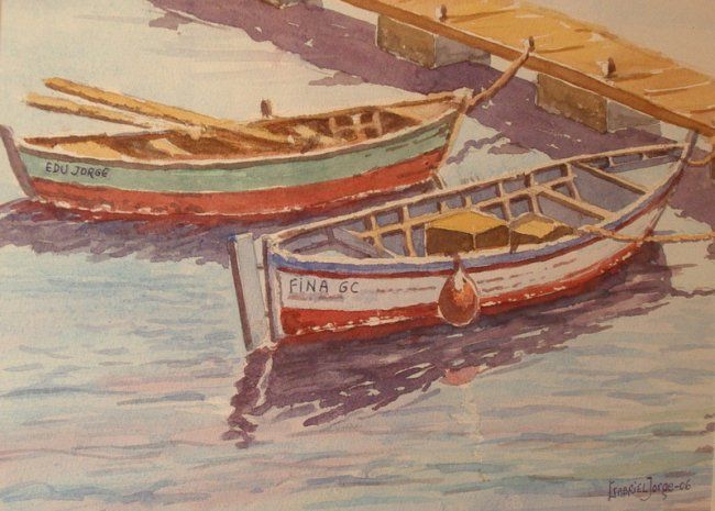 Pintura titulada "Barcas" por Gabriel Jorge Solé, Obra de arte original