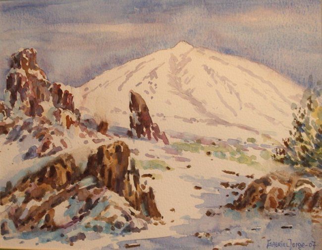 Pintura titulada "Teide nevado" por Gabriel Jorge Solé, Obra de arte original