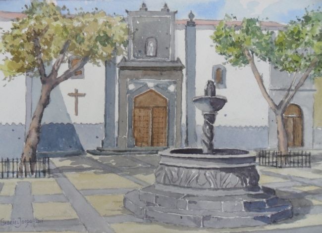 Painting titled "Plaza Santo Domingo…" by Gabriel Jorge Solé, Original Artwork