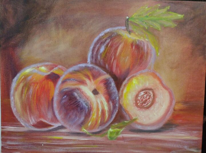 Painting titled "Peaches" by Gabriela Enso, Original Artwork, Oil